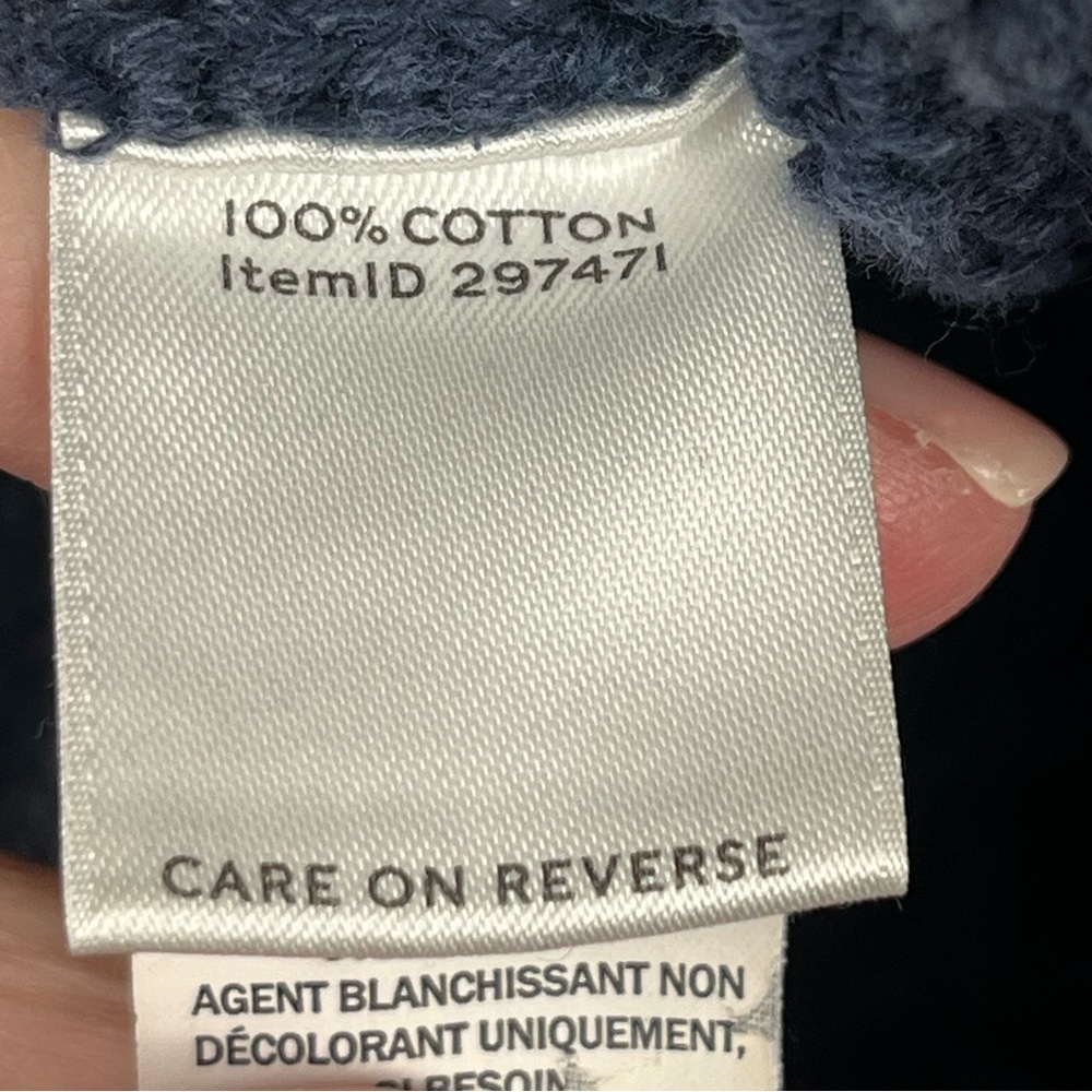 L.L. Bean Signature cotton fisherman tunic sweater, washed blue, large. - Picture 9 of 10